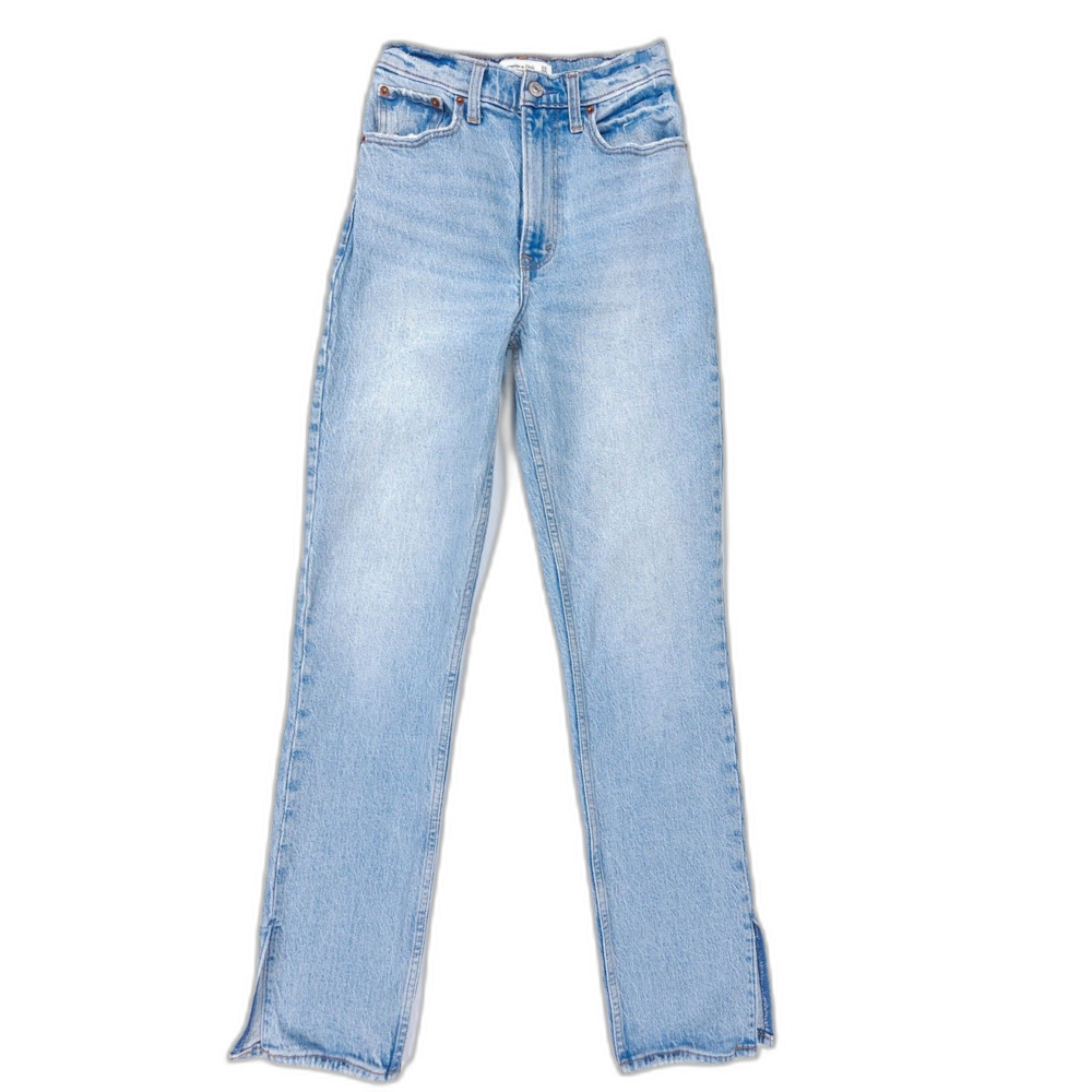 ABERCROMBIE Curve Love 90s Straight Ultra High Rise Split Ankle Jeans Clean Girl